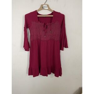 Ryan Michelle Womens Dress Small Babydoll Whimsigoth Emo Fairy Boho Y2K Fushia